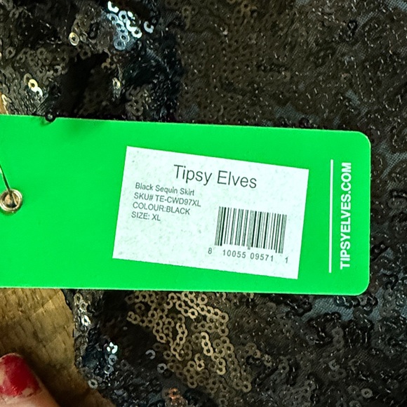 Tipsy Elves NWT Black sequin mini skirt XL or L - Picture 6 of 6